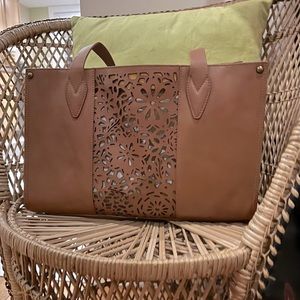 Via Spiga Leather Cutout Pattern Purse